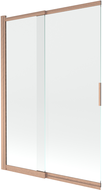 Mexen Fox douchescherm 2-delig schuifbaar 120 x 150 cm, transparant, geborsteld koper - 891-120-002-65-00