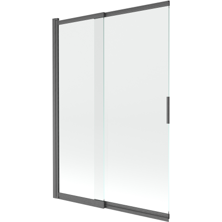 Mexen Fox paravento per vasca da bagno scorrevole a 2 ante 120 x 150 cm, trasparente, grigio canna di fucile spazzolato
