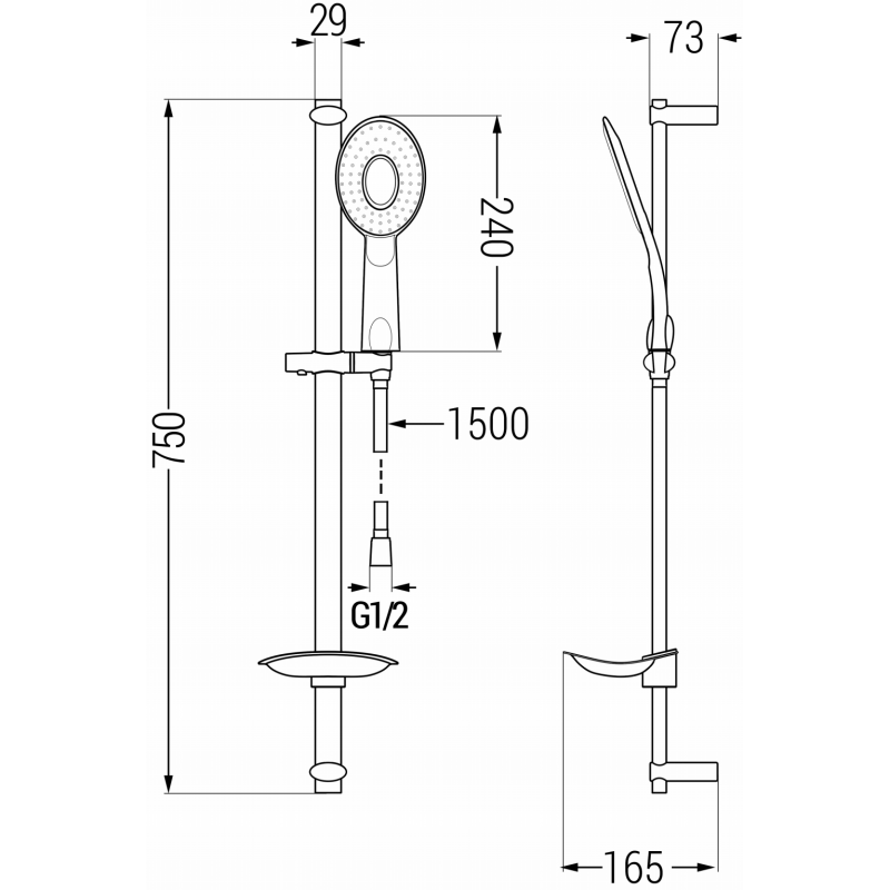 Mexen DB73 verstellbares Duschset, Chrom - 785734584-02