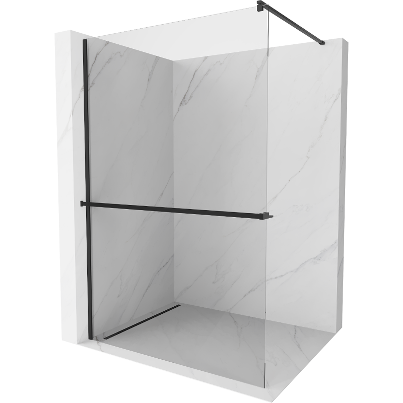 Mexen Kioto+ Duschwand mit Ablage Walk-in 100 x 200 cm, transparent, schwarz - 800-100-121-70-00