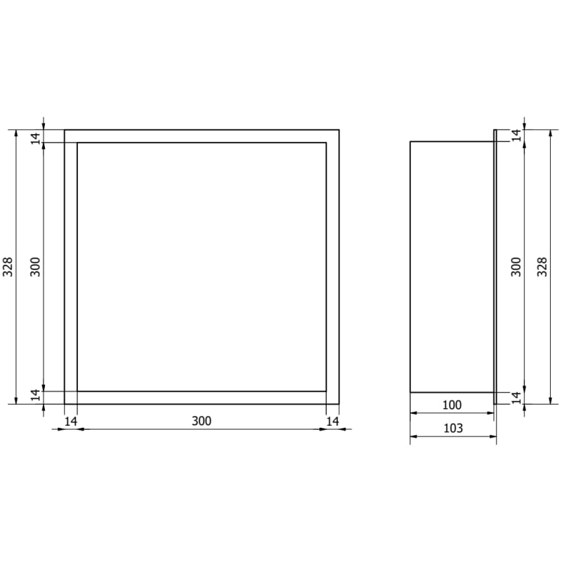 Mexen X-Wall-R prateleira embutida com flange 30 x 30 cm, cobre escovado - 19C0303010