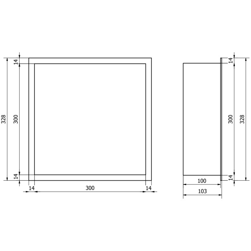 Mexen X-Wall-R nischhylla med fläns 30 x 30 cm, borstad gun grå - 19E0303010
