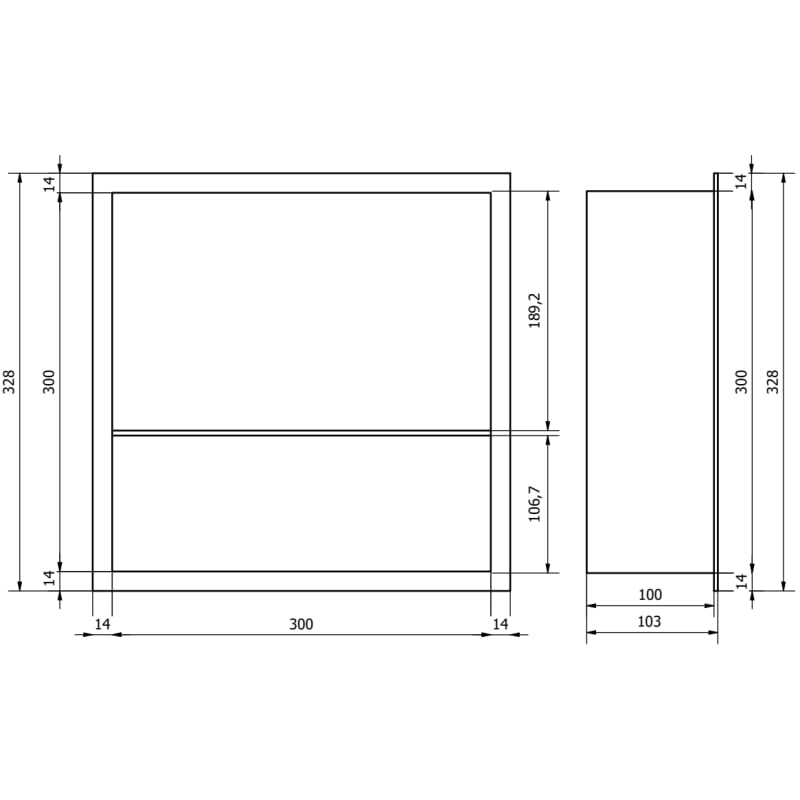 Mexen X-Wall-R mensola da incasso con flangia e ripiano 30 x 30 cm, rame spazzolato - 19C0303010S