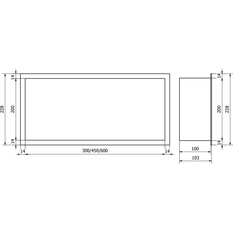 Mexen X-Wall-R prateleira embutida com flange 45 x 20 cm, cobre escovado - 19C0452010