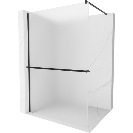 Mexen Kioto+ shower wall with Walk-in shelf 70 x 200 cm, frosted, black - 800-070-121-70-30