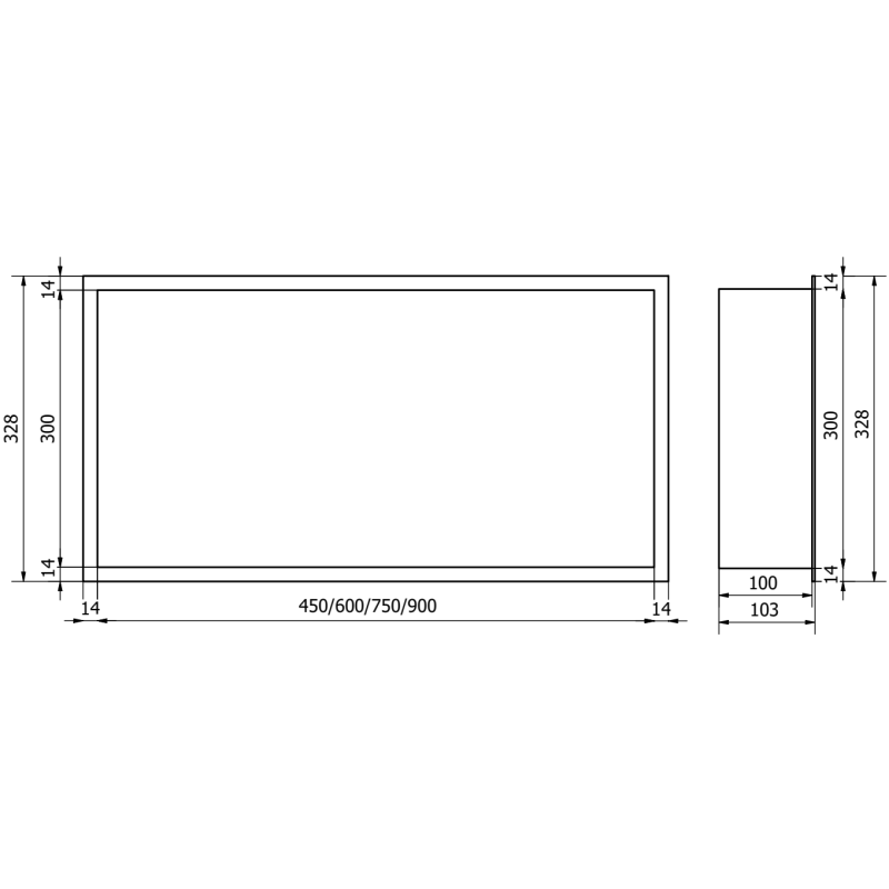 Mexen X-Wall-R nišas plaukts ar atloku 45 x 30 cm, matēts varš - 19C0453010
