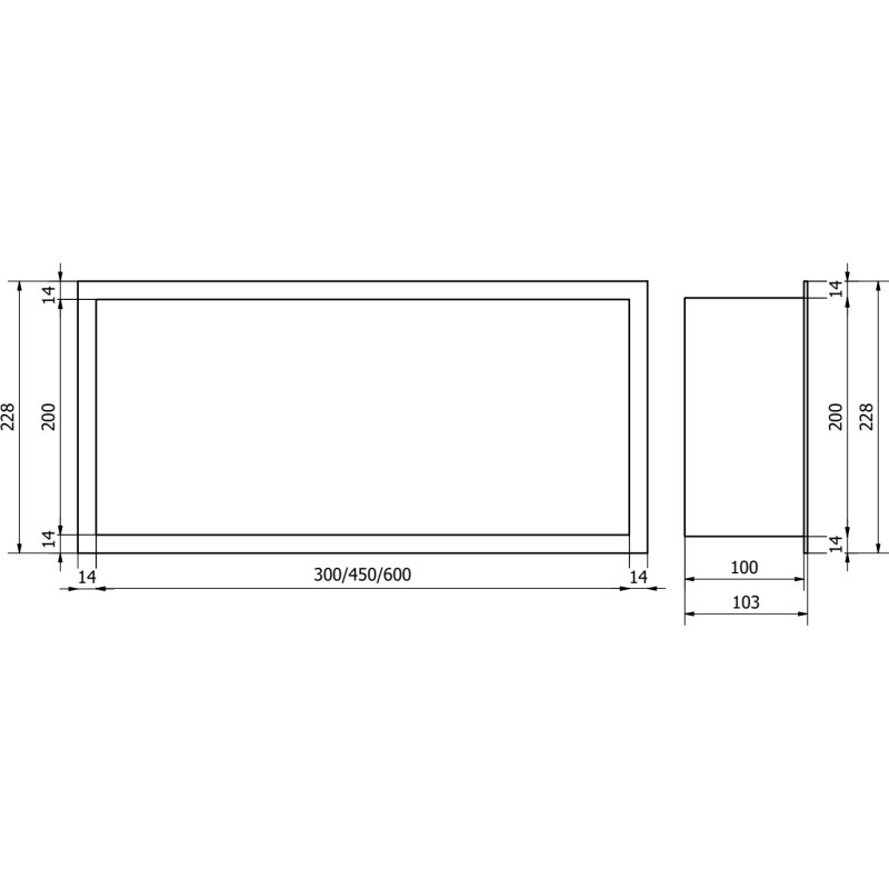 Mexen X-Wall-R nischhylla med krage 60 x 20 cm, borstad koppar - 19C0602010