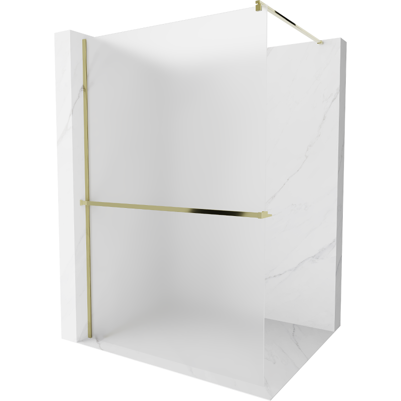 Mexen Kioto+ parede de duche com prateleira Walk-in 90 x 200 cm, fosco, dourado - 800-090-121-50-30