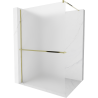 Mexen Kioto+ douchewand met plank Walk-in 90 x 200 cm, ijsbloem, goud - 800-090-121-50-30
