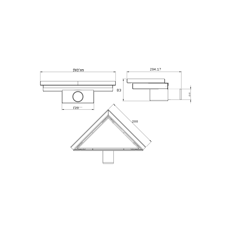 Mexen Flat-T M13 drainage de sol triangulaire 20 x 20 cm, or brossé - 1A10320