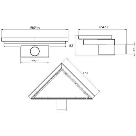 Mexen Flat-T M13 drainage de sol triangulaire 20 x 20 cm, or brossé - 1A10320