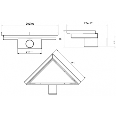 Mexen Flat-T M13 lattiakaivo kolmion muotoinen 20 x 20 cm, kulta harjattu - 1A10320