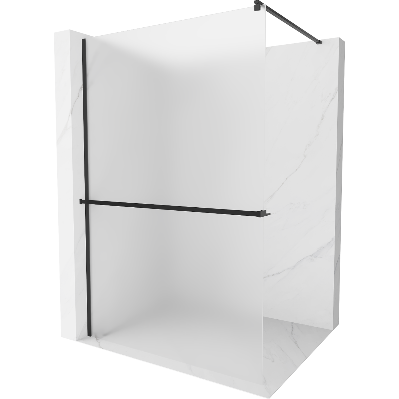 Mexen Kioto+ Duschabtrennung mit Ablage Walk-in 110 x 200 cm, Mattglas, Schwarz - 800-110-121-70-30