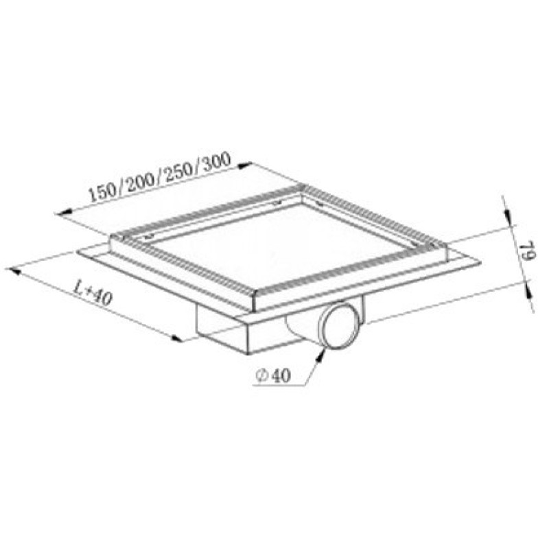 Mexen Flat-Q M12 golvbrunn fyrkantig 15 x 15 cm, inox - 1010415