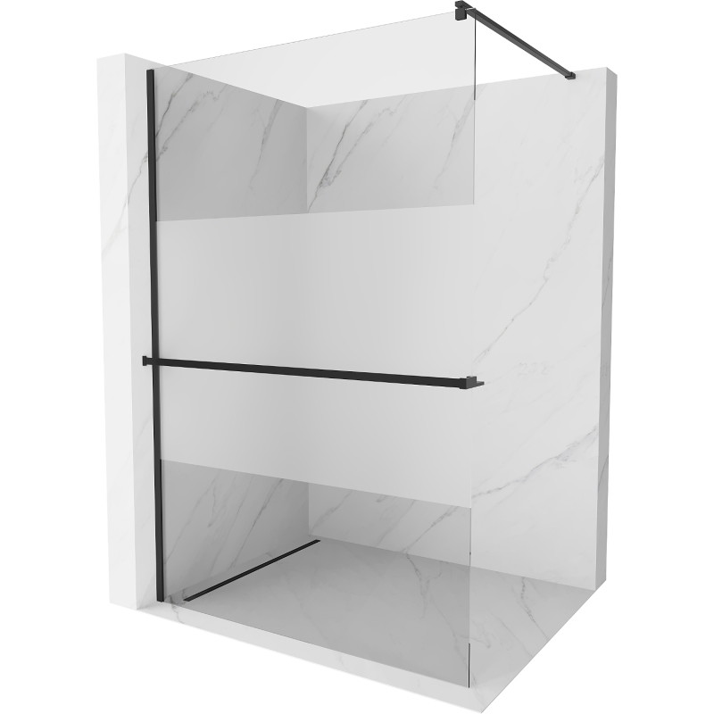 Mexen Kioto+ douchescherm met plank Walk-in 70 x 200 cm, transparant/frosted, zwart - 800-070-121-70-35