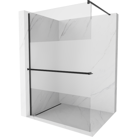 Mexen Kioto+ duschvägg med hylla Walk-in 70 x 200 cm, transparent/frost, svart - 800-070-121-70-35