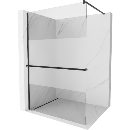 Mexen Kioto+ ścianka prysznicowa z półką Walk-in 70 x 200 cm, transparent/szron, czarna - 800-070-121-70-35