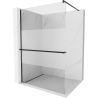 Mexen Kioto+ Mampara de ducha con estante Walk-in 80 x 200 cm, transparente/escarcha, negra - 800-080-121-70-35