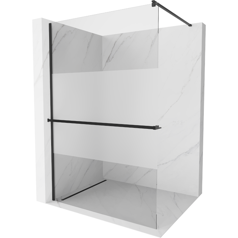 Mexen Kioto+ Duschwand mit Regal Walk-in 90 x 200 cm, transparent/Matt, schwarz - 800-090-121-70-35