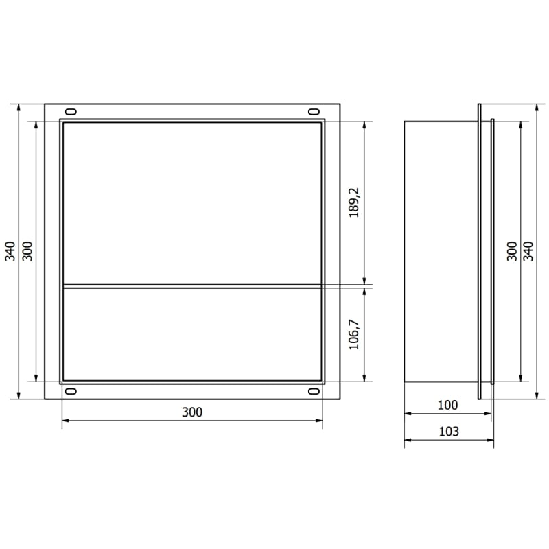 Mexen X-Wall-NR nischhylla utan kant med hylla 30 x 30 cm, borstat koppar - 19C1303010S
