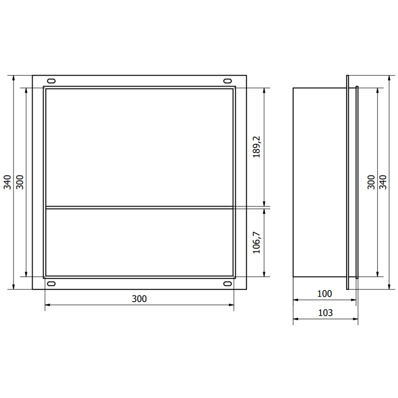 Mexen X-Wall-NR nišas plaukts bez atloka ar plauktu 30 x 30 cm, gun gray matēts - 19E1303010S