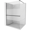 Mexen Kioto+ Parete doccia con mensola Walk-in 120 x 200 cm, trasparente/brinata, nera - 800-120-121-70-35