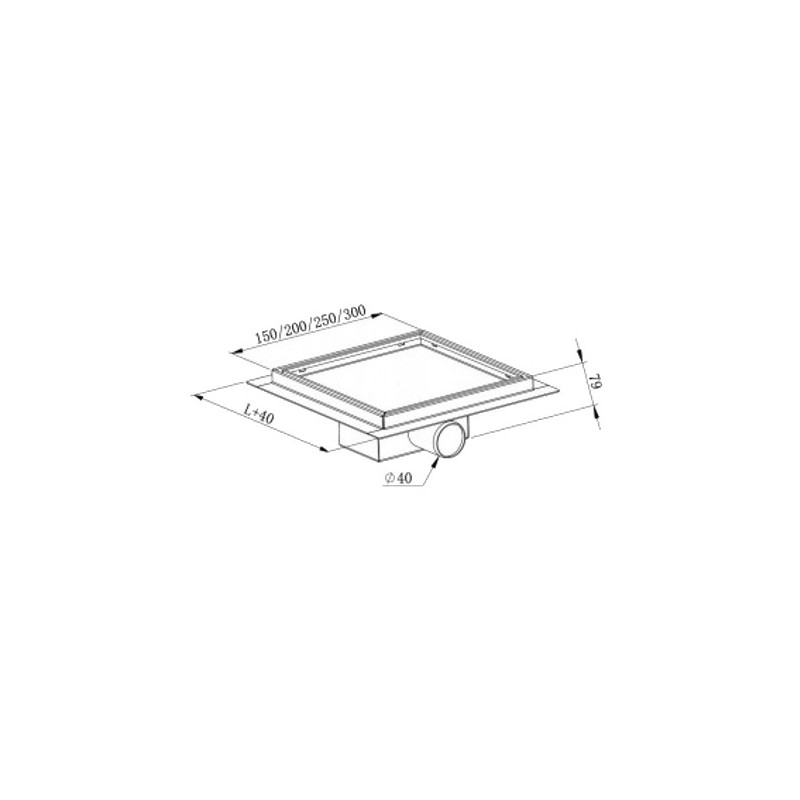 Mexen Flat-Q M12 kvadrātveida grīdas noteka 15 x 15 cm, melna - 1710415
