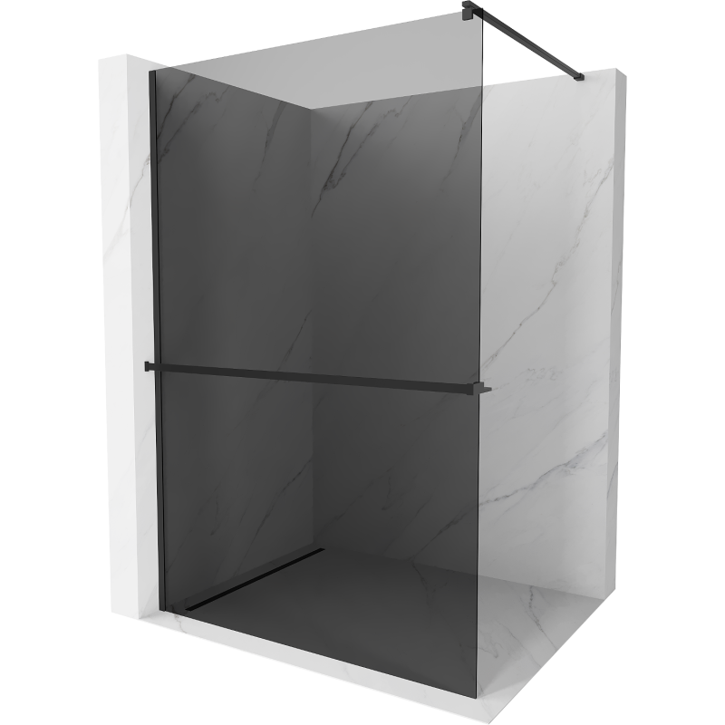 Mexen Kioto+ Duschwand mit Ablage Walk-in 70 x 200 cm, Grafit, Schwarz - 800-070-121-70-40