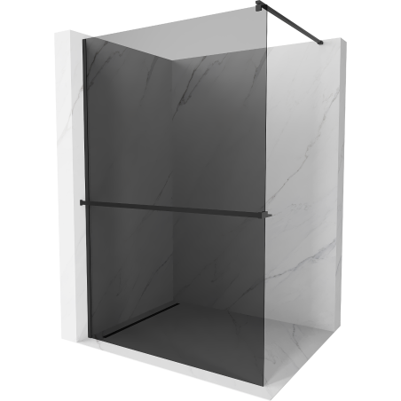 Mexen Kioto+ parete doccia con mensola Walk-in 70 x 200 cm, grafite, nera - 800-070-121-70-40