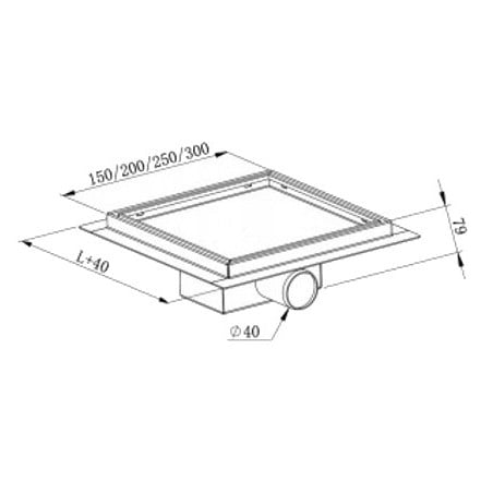Mexen Flat-Q M13 Bodenablauf quadratisch 15 x 15 cm, Gun Gray gebürstet - 1E10015