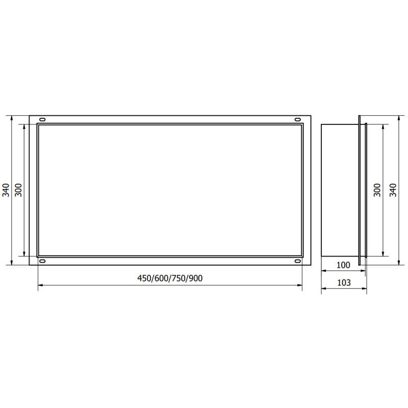 Mexen X-Wall-NR estante empotrado sin reborde 60 x 30 cm, gris oscuro cepillado - 19E1603010