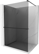 Mexen Kioto+ walk-in shower wall with shelf 100 x 200 cm, graphite, black - 800-100-121-70-40