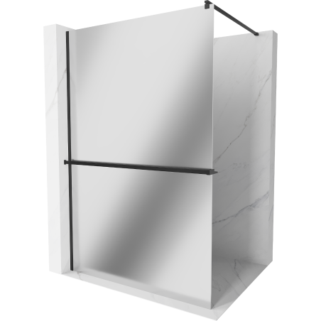 Mexen Kioto+ Duschwand mit Ablage Walk-in 90 x 200 cm, Spiegel, schwarz - 800-090-121-70-50