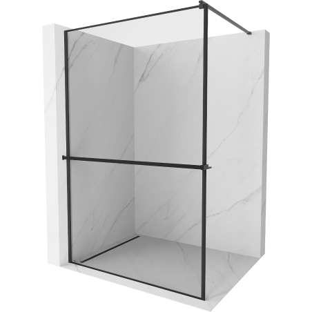 Mexen Kioto+ shower wall with shelf Walk-in 90 x 200 cm, black frame, black - 800-090-121-70-70