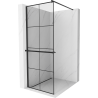Mexen Kioto+ douchewand met plank Walk-in 70 x 200 cm, zwart raster, zwart - 800-070-121-70-77
