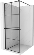 Mexen Kioto+ πίνακας ντουζιέρας με ράφι Walk-in 90 x 200 cm, μαύρο πλέγμα, μαύρο