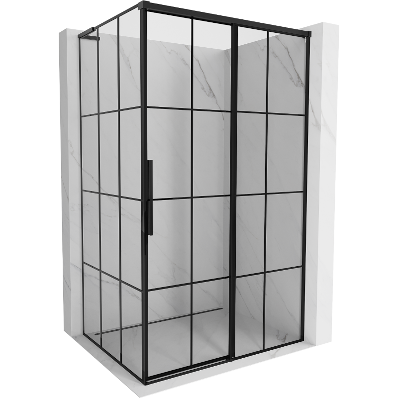 Mexen Rox L sliding shower enclosure right 90 x 80 cm, black grid, black - 8C2L-090-080-70-77-P