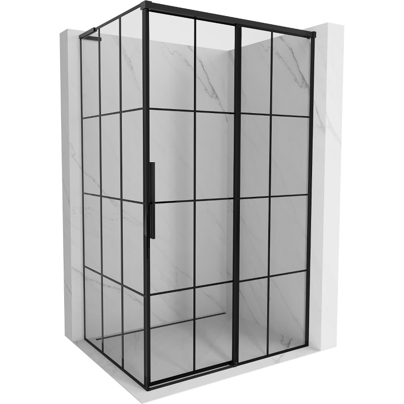 Mexen Rox L lükand dušinurk, parem, 105 x 85 cm, must ruudustik, must - 8C2L-105-085-70-77-P