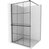 Mexen Kioto+ douchewand met plank Walk-in 120 x 200 cm, zwart rooster, zwart - 800-120-121-70-77
