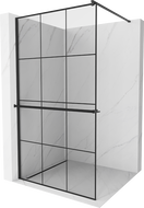 Mexen Kioto+ pregrada za tuš s policom Walk-in 120 x 200 cm, crna rešetka, crna - 800-120-121-70-77