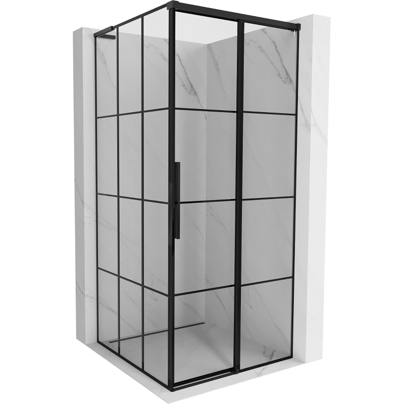 Mexen Rox L cabina doccia scorrevole destra 95 x 95 cm, griglia nera, nero - 8C2L-095-095-70-77-P