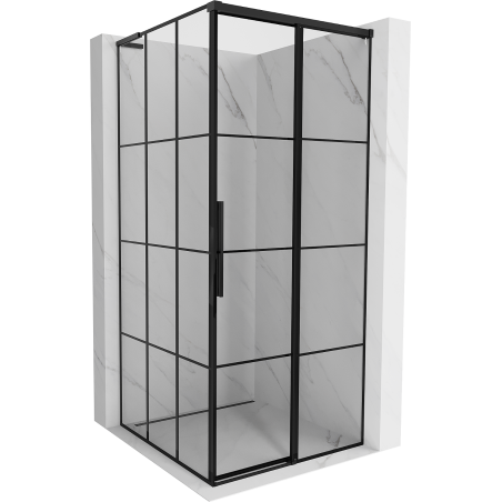 Mexen Rox L schuifbare douchecabine rechts 95 x 95 cm, zwart raster, zwart - 8C2L-095-095-70-77-P
