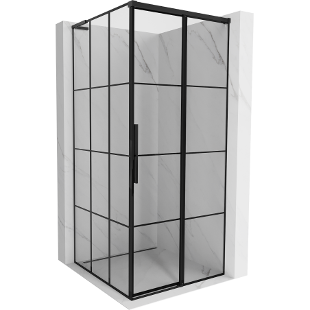 Mexen Rox L Sliding Shower Enclosure Right 100 x 100 cm, Black Lattice, Black - 8C2L-100-100-70-77-P