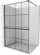 Mexen Kioto+ ścianka prysznicowa z półką Walk-in 140 x 200 cm, czarny wzór, czarna - 800-140-121-70-77