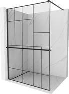 Mexen Kioto+ ścianka prysznicowa z półką Walk-in 80 x 200 cm, czarny wzór, czarna - 800-080-121-70-78