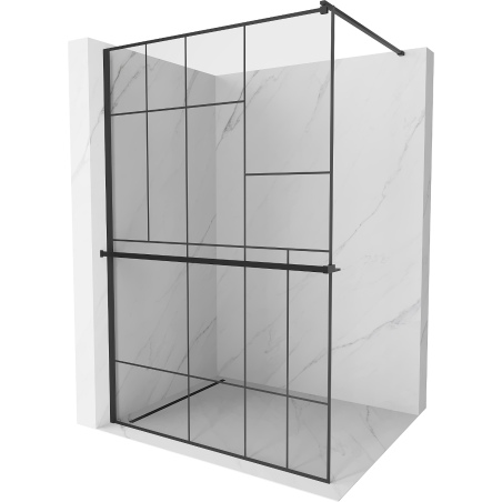 Mexen Kioto+ Duschwand mit Regal Walk-in 120 x 200 cm, schwarzes Muster, schwarz - 800-120-121-70-78