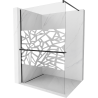 Mexen Kioto+ shower wall with Walk-in shelf 90 x 200 cm, white pattern, black - 800-090-121-70-85