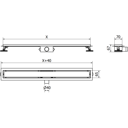 Mexen Flat M15 caniveau linéaire 50 cm, or brossé - 1A24050-15
