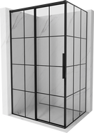 Mexen Rox Duschkabine, linksseitig verschiebbar, 140 x 80 cm, schwarzes Gitter, schwarz - 8C2-140-080-70-77-L