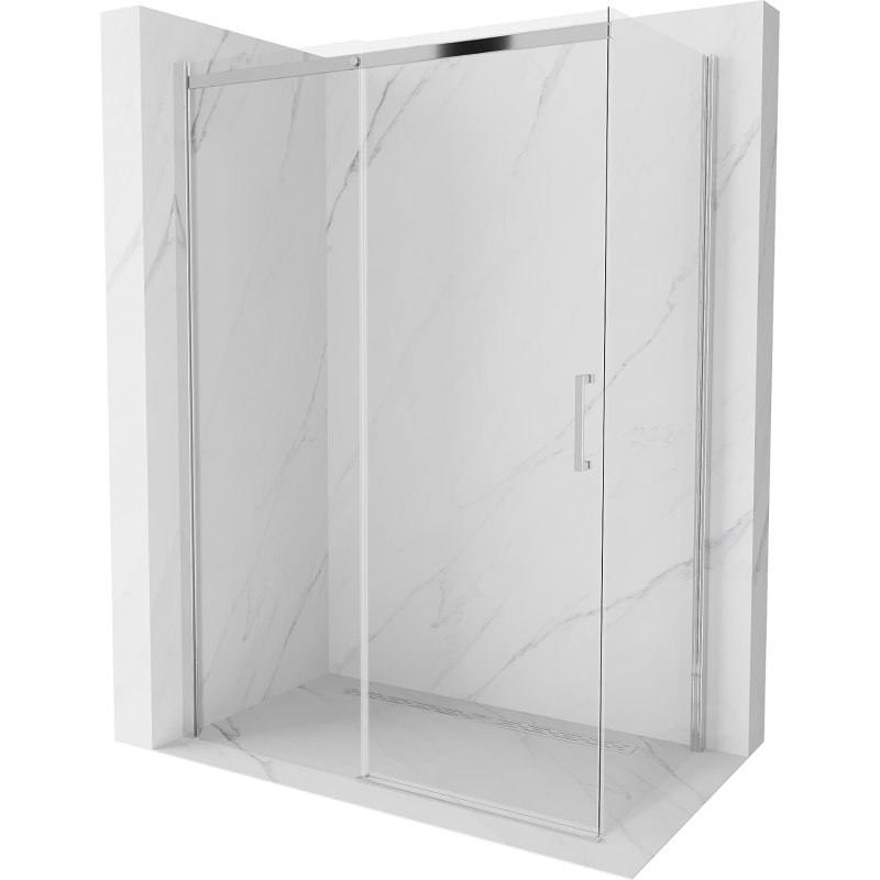 Mexen Omega 160 x 80 cm Sliding Shower Enclosure, Transparent, Chrome - 825-160-080-01-00